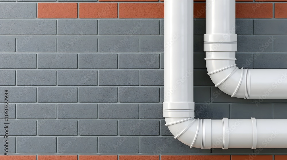 Poster Highly detailed 3D blueprint rendering showcasing the intricate duct routing and air vents of a ventilation system design integrated within an architectural layout