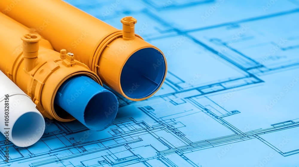 Fototapete Comprehensive 3D blueprint visualization showcasing the intricate ventilation system within a building featuring a detailed architectural layout of the air ducts and vents