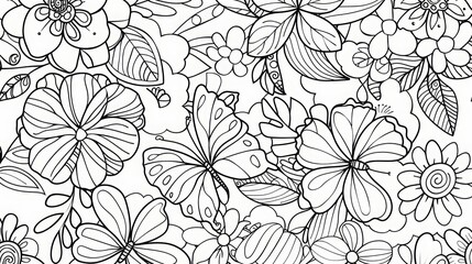Floral and foliage patterns are ready for color. Flower-shaped line pattern to educate your children.