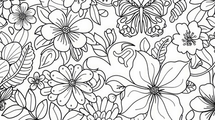 Fototapeta premium A blank pattern for coloring or as a base for painting and various graphic materials. A beautiful flower pattern for those of you who need flower-shaped graphic materials.