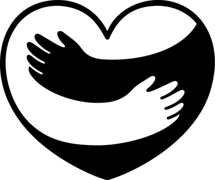 Heart shape with hugging arms logo