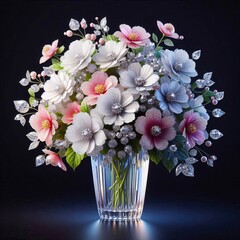 Bouquet with pink and white glitter flowers
