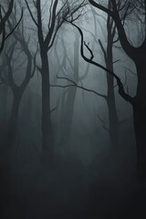 Obraz premium Dark forest with fog. Halloween theme background.
