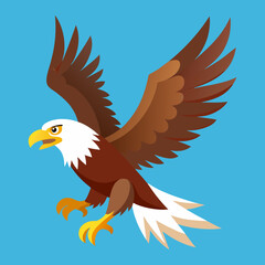 american bald eagle with flag