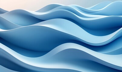 Fototapeta premium Abstract Blue Waves with Smooth Curves and Soft Shadows on Modern Minimalist Background Fluid Gradient Dynamic Motion Perfect for Digital Design Creative Inspiration and, Generative AI