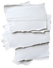 Torn paper pieces isolated on a transparent background featuring rough edges and white texture for creative design, PNG