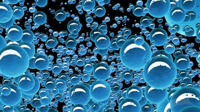 湧き上がってくる大小の水泡のトランジション