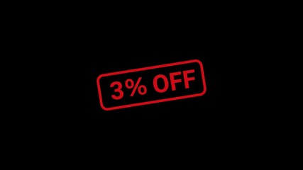 3 Percent Off Rubber stamp Animation 