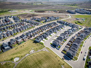 Aerial Drone View of Rosewood Neighborhood in Saskatoon, Saskatchewan