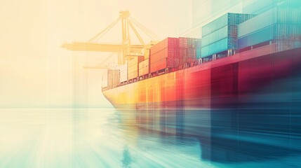 Fototapeta premium background with overlapping transparent shapes, global shipping routes