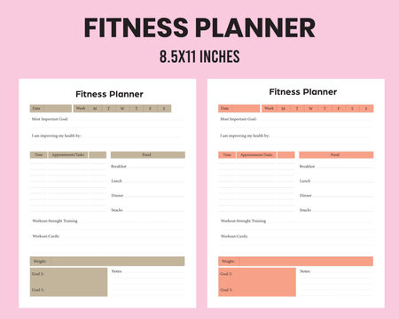 Fitness Planner KDP Interior - Powered by Adobe