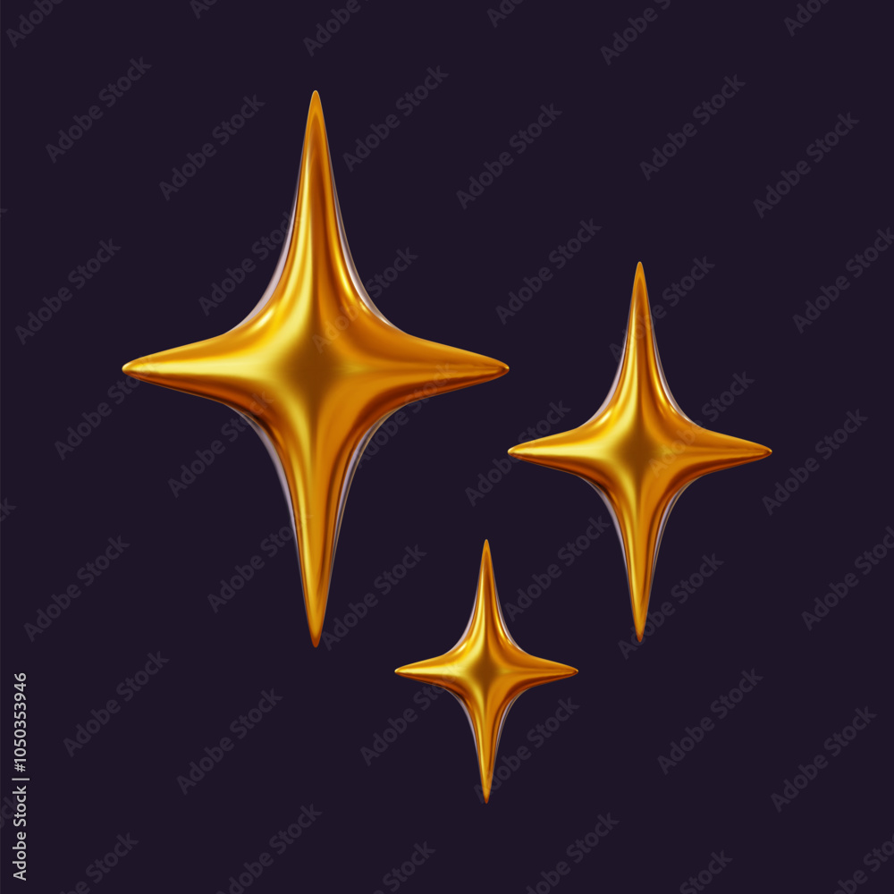 Canvas Prints 3d holographic star with a reflective sheen. golden metallic design element with a retro futuristic 