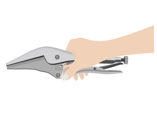 Hand tools on a white background.