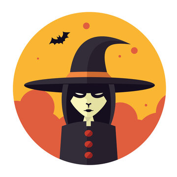 recommend clip art: Portrait d'une sorcière aux couleurs d'halloween