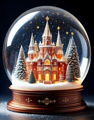 A Gorgeous Miniature Castle Inside A Snowy Christmas Season Globe