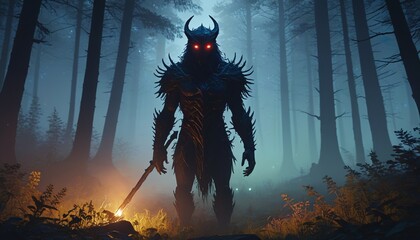 A shadowy guardian of the night emerges from the mist, protecting the secrets of the forest and ensuring that only the worthy may enter, Generative AI