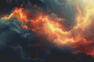 Fototapeta premium Spectacular abstract lines and smoke fractal patterns in a chaotic dark theme.