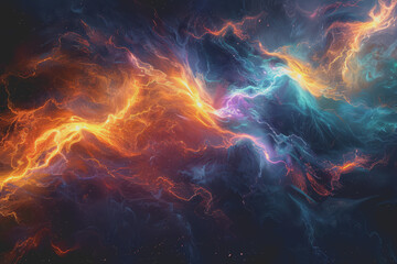 Fototapeta premium Spectacular abstract lines and smoke fractal patterns in a chaotic dark theme.