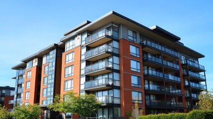 Fototapeta premium Modern Apartment Building with Glass Balconies