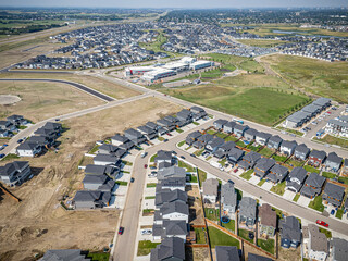 Aerial Drone View of Rosewood Neighborhood in Saskatoon, Saskatchewan
