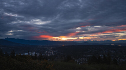 Vivid sunrise over BC valley.
