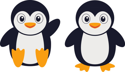 Fototapeta premium Vector penguin bird kid. Cartoon character of polar penguin isolated on white background. Cute baby penguin