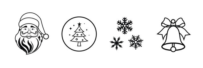 set of Christmas vector outline icon vector illustration