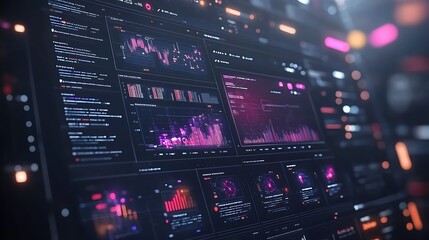 Obraz premium Futuristic marketing dashboard with square noise background and data analytics