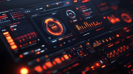 Fototapeta premium Big data dashboard with futuristic design and square noise background