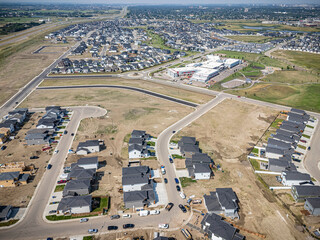 Aerial Drone View of Rosewood Neighborhood in Saskatoon, Saskatchewan