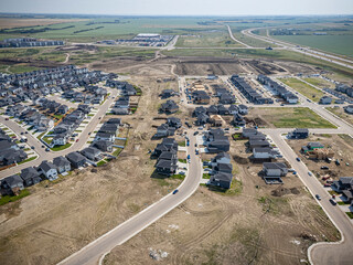Aerial Drone View of Rosewood Neighborhood in Saskatoon, Saskatchewan
