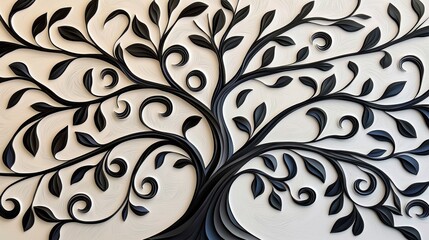 Obraz premium Whimsical Tree with Swirling Branches and Leaves