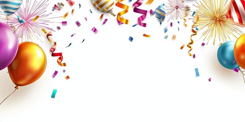 Fireworks and confetti streaming down from the top, creating a festive New Years celebration border.