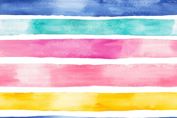 Watercolor stripe seamless pattern. Watercolour hand drawn striped texture on white background.