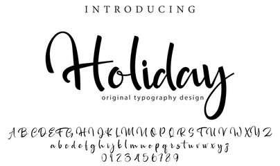 Holiday Font Stylish brush painted an uppercase vector letters, alphabet, typeface