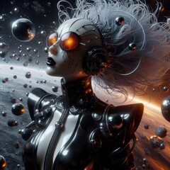 ai generated 3d illustration of a beautiful woman like a mannequin human robot in a classic and modern fashion style