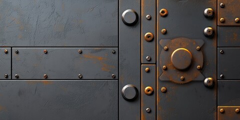 Fototapeta premium Worn, weathered metal texture with scratches, dents, and corrosion, offering a rugged industrial look.