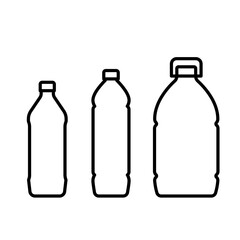 Plastic bottle, icon set. Different type of bottles various sizes - big, middle, small. Line icon, editable strokes. Modern icon for packaging, web, design.