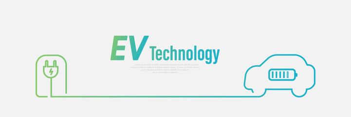 Electric Vehicle Technology Concept with Plug and Battery Icon
