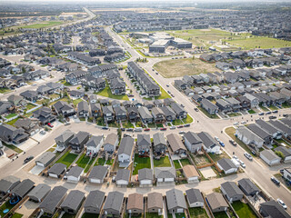 Aerial Drone View of Evergreen Neighborhood in Saskatoon, Saskatchewan