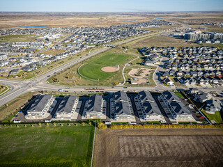 Aerial Drone View of Evergreen Neighborhood in Saskatoon, Saskatchewan