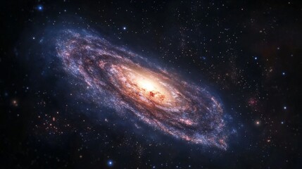 A space telescope capturing a distant galaxy, with swirling stars and nebulae filling the screen, highlighting the vastness of space.