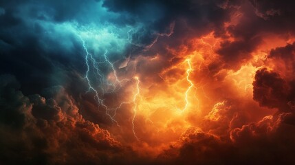 A stormy landscape with dark clouds and lightning bolts in the background, symbolizing the uncontrollable force of anger.