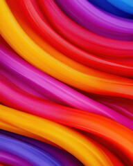 Obraz premium A vibrant swirl of colorful waves in shades of pink, yellow, and purple, creating a dynamic and lively visual effect.