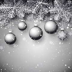 Elegant Silver Christmas Ornaments Snowflakes Gray Background - Stylish Holiday Decorations Christmas Marketing, Winter Celebrations, Festive Events