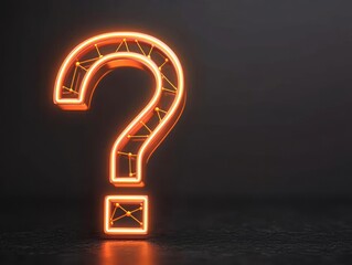 A glowing orange question mark symbol against a dark background, representing curiosity, inquiry, and the search for answers.