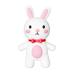 white rabbit with a red ribbon