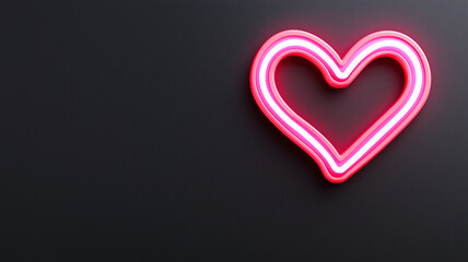 Obraz premium Glowing pink neon heart symbol against a dark background, representing love, romance, and affection in a modern and stylish design.