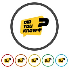 Did you know icon. Set icons in color circle buttons