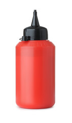 Red plastic squeeze bottle